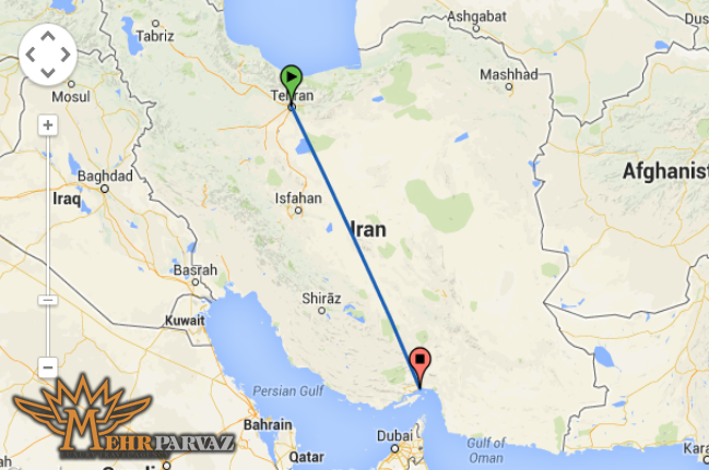 فاصله تهران تا بندرعباس