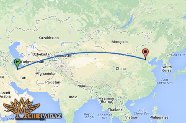 فاصله ایران تا چین چند کیلومتر است؟
