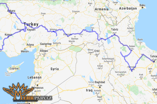 نقشه مرز ایران و ترکیه